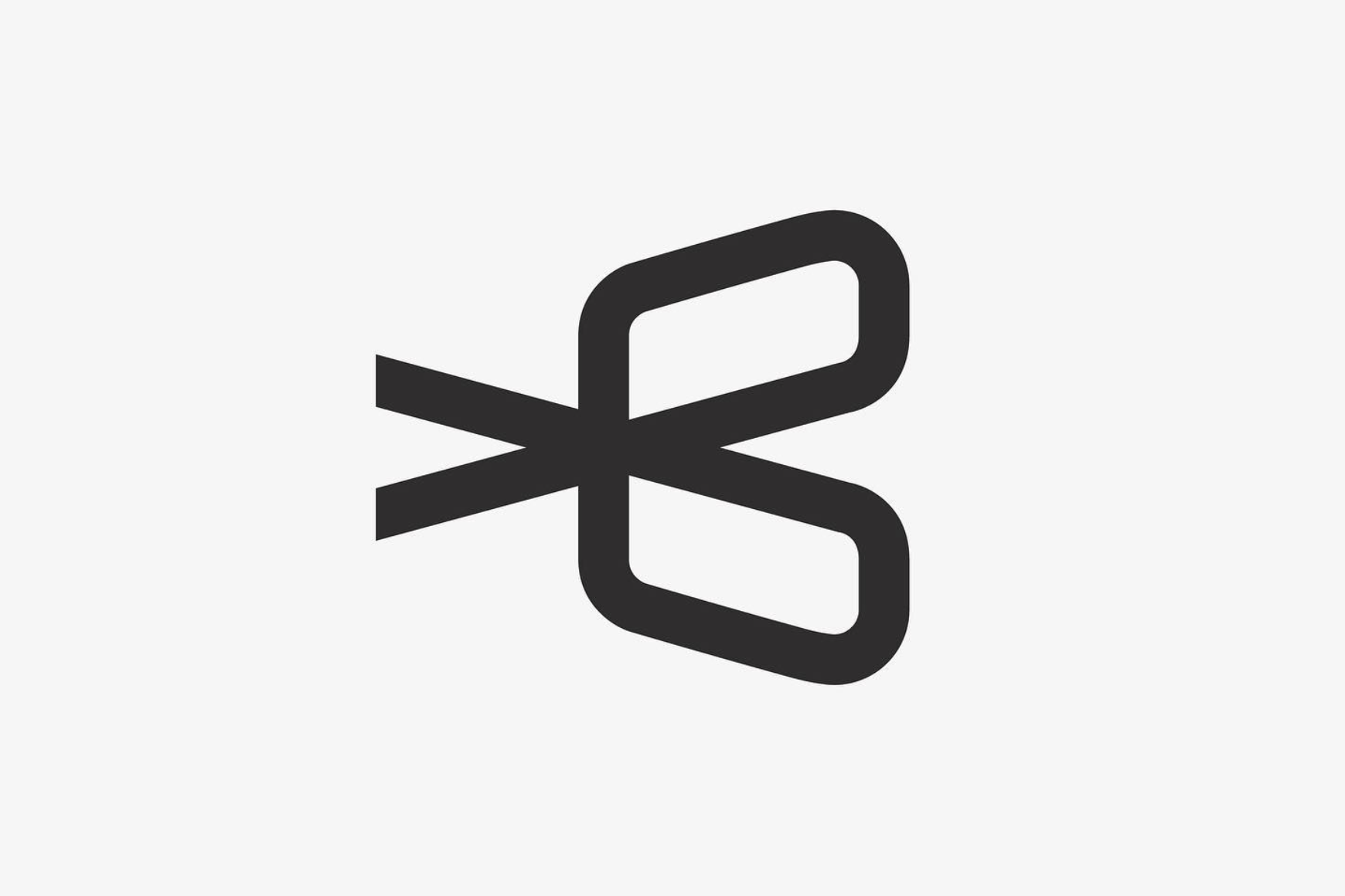 Logokonzept aus dem Buchstaben B und einer symbolischen Schere.