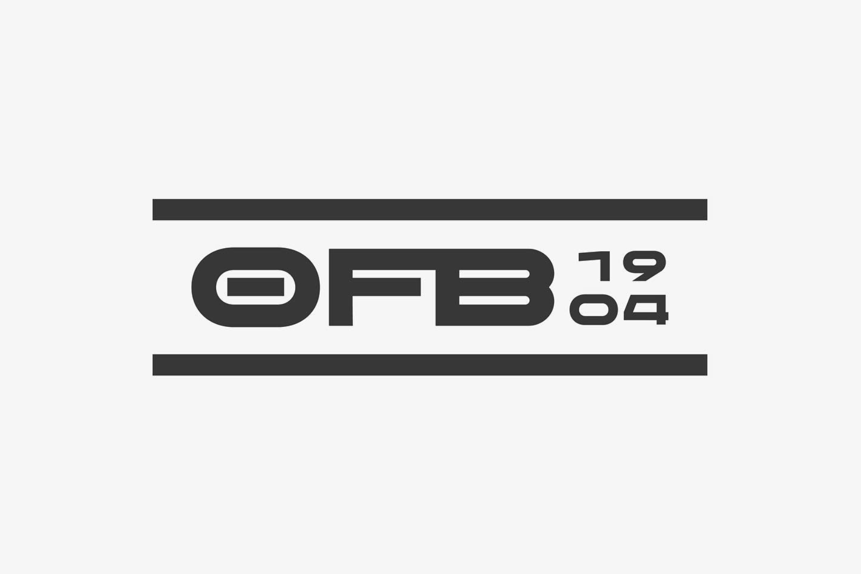 OEFB Logo-Konzept mit Schriftzug OFB und der Jahreszahl 1904.